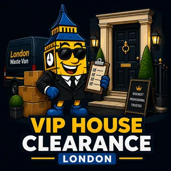 Big Ben mascot providing a discreet VIP house clearance service in London