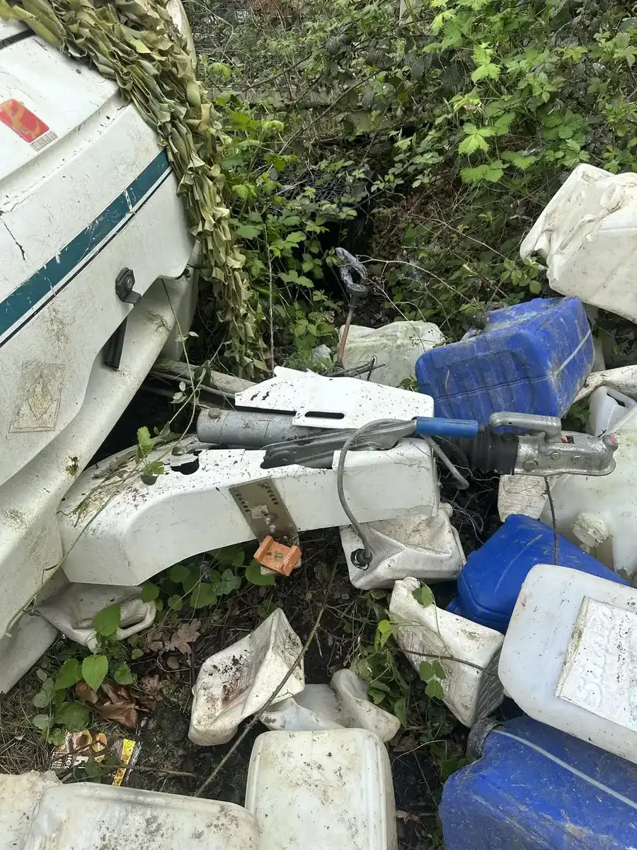 Mixed containers and bulky items at outdoor site